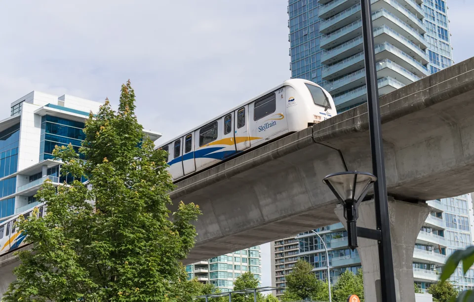 Elevated train and local transit