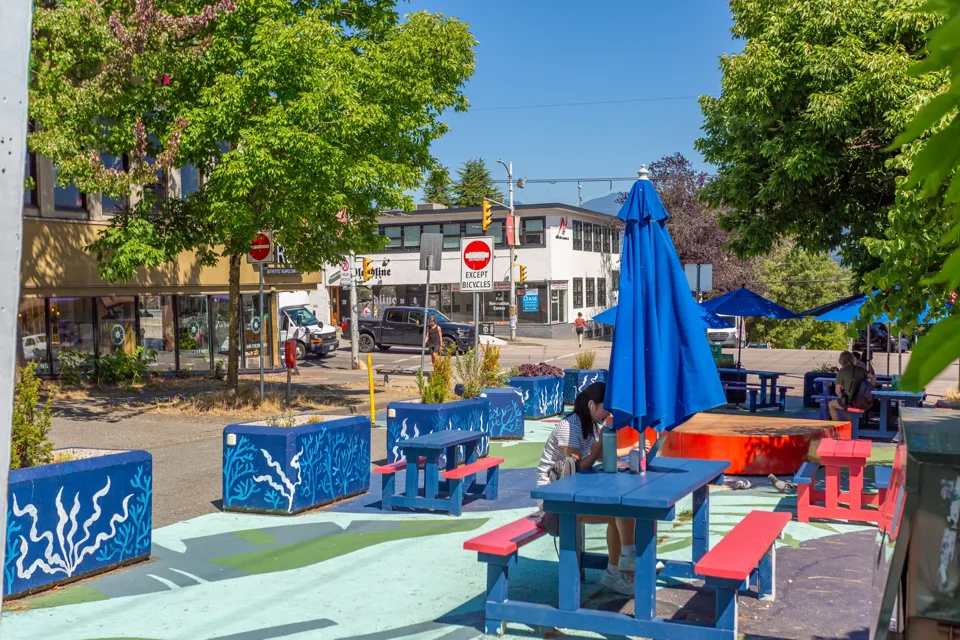 Colourful public gathering space
